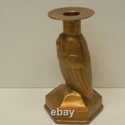 Candlestick Owl Bird Animal Style Art Deco Style Art Nouveau Bronze