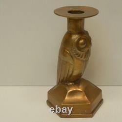 Candlestick Owl Bird Animal Style Art Deco Style Art Nouveau Bronze