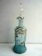 Carafe Art New Louis Xv Style, Blue Glass Enamelled With Golden Rinceaux, 2 Available