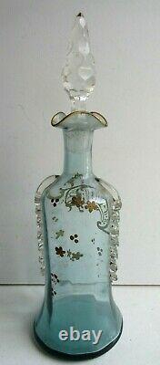 Carafe Art New Louis XV Style, Blue Glass Enamelled With Golden Rinceaux, 2 Available
