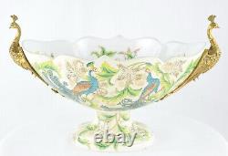 Centerpiece Bowl Peacock Bird Art Deco Style Art Nouveau Porcelain