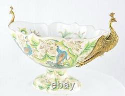 Centerpiece Bowl Peacock Bird Art Deco Style Art Nouveau Porcelain