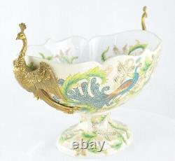 Centerpiece Bowl Peacock Bird Art Deco Style Art Nouveau Porcelain