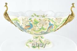 Centerpiece Bowl Peacock Bird Art Deco Style Art Nouveau Porcelain