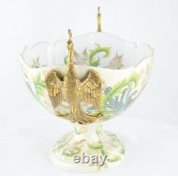 Centerpiece Bowl Peacock Bird Art Deco Style Art Nouveau Porcelain