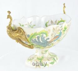 Centerpiece Bowl Peacock Bird Art Deco Style Art Nouveau Porcelain