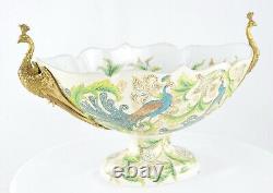 Centerpiece Bowl Peacock Bird Art Deco Style Art Nouveau Porcelain