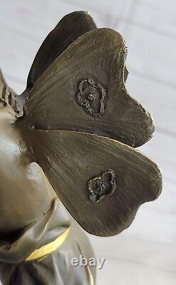 Chair Fairy 100% Bronze Fantasy Art Style New Winged Wood Nymph Statue