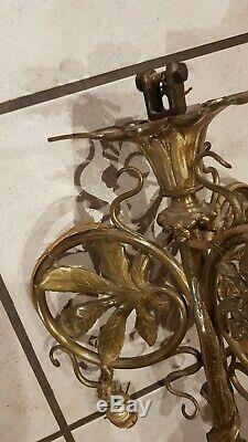 Chandelier Bronze Art Nouveau Frame Old Style Majorelle
