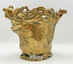 Charles Louchet Paris R.c. Peyre Vase Bronze Art Nouveau In Mucha Style
