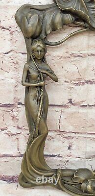 Classic Style Art Nouveau Bronze Sculpture Woman and Tulip by Milo Art Nr