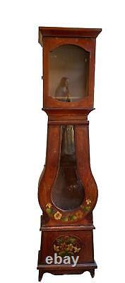 Clock Box with Pendulum. Art Nouveau Style. Hand Painted. Noble Wood. 1930