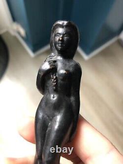 Curious Wooden Statuette Blackened Art New Woman Style Maillol