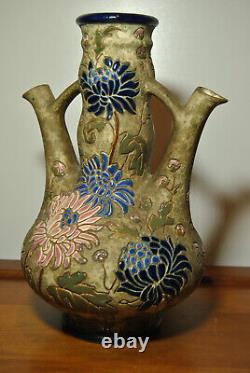 Czechoslovakian Ceramic Faience Enamelled Art Nouveau Style Amphora Vase