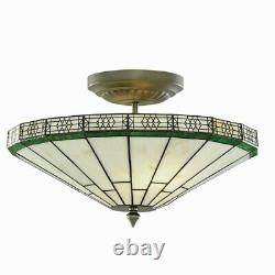 Deckenleuchte In Tiffany Style Glass Green White Brass Ancient Lamp Ceiling Lamp