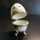 Decorative Egg In Faberge Style, Golden Porcelain, Fine Gold, Brass, Art Nouveau N5737