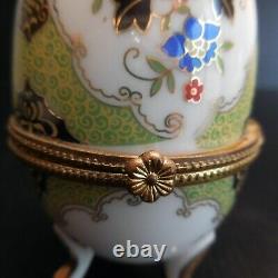 Decorative Egg in Faberge Style, Golden Porcelain, Fine Gold, Brass, Art Nouveau N5737