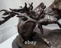 Deer Animal Sculpture Statue Hunting Art Deco Art Nouveau Style Bronze