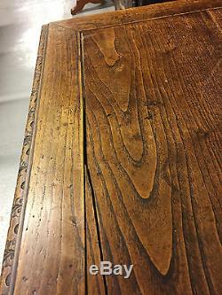 Desk Flat Breton Style Carved Oak 1900
