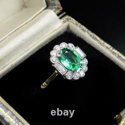 Emerald Ring 14k Massive Or Ring, Art Deco Ring Style 14k Gold Ring