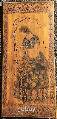Engraved Art Nouveau Panels Signed Mansion 1900 Liberty Style Paintings