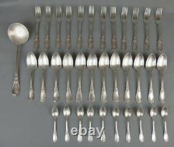 Ercuis Housewife In Silver Metal Art Nouveau Rockery Style 35 Pieces