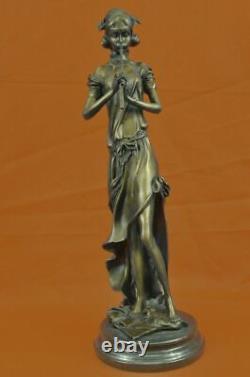 Female Art Nouveau Deco Style Pan Musical Reader Classic Music Bronze Statue