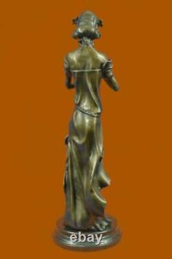 Female Art Nouveau Deco Style Pan Musical Reader Classic Music Bronze Statue