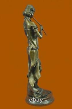 Female Art Nouveau Deco Style Pan Musical Reader Classic Music Bronze Statue