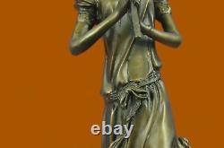 Female Art Nouveau Deco Style Pan Musical Reader Classic Music Bronze Statue