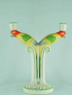 Figurine Parrot Animalier Candle Holder Art Deco Style Art Nouveau Porcelain