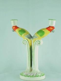 Figurine Parrot Animalier Candle Holder Art Deco Style Art Nouveau Porcelain
