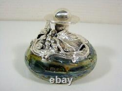 Flacon Perfume Glass And Silver Massif Art New King Salomon Israel Loetz Style
