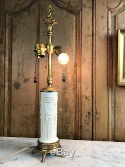Foot Lamp Antique Bronze Mounted Porcelain Louis XVI Style 63 CM H