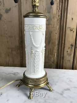 Foot Lamp Antique Bronze Mounted Porcelain Louis XVI Style 63 CM H
