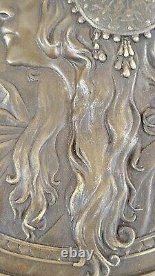 French Roman Greek Mythological Bronze Statue Low Sculpture Art Nouveau Style