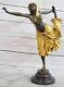 "french Style Art Nouveau Large Bronze Statue After Colinet Gypsy Girl Warm"