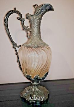 Glass Ewer VICTOR SAGLIER Art Nouveau Style Rocaille. 1900
