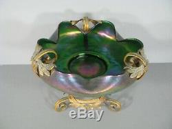 Glassware From Austria Cup Loetz Art Nouveau Style Iridescent Glass And Brass