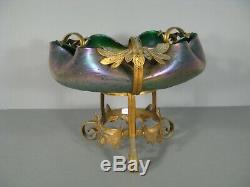 Glassware From Austria Cup Loetz Art Nouveau Style Iridescent Glass And Brass