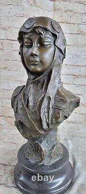 Golden Bronze Female Figurative Bust Art Nouveau Style Wax Seal Signed France
