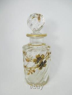 Hand-Painted Crystal Glass Perfume Bottle France circa 1900 Art Nouveau Style