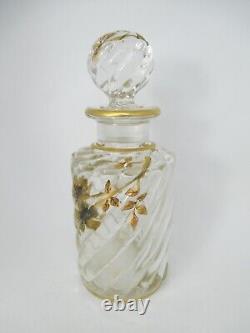 Hand-Painted Crystal Glass Perfume Bottle France circa 1900 Art Nouveau Style