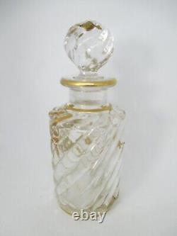 Hand-Painted Crystal Glass Perfume Bottle France circa 1900 Art Nouveau Style