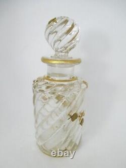 Hand-Painted Crystal Glass Perfume Bottle France circa 1900 Art Nouveau Style