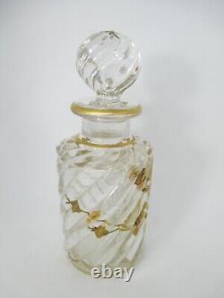 Hand-Painted Crystal Glass Perfume Bottle France circa 1900 Art Nouveau Style