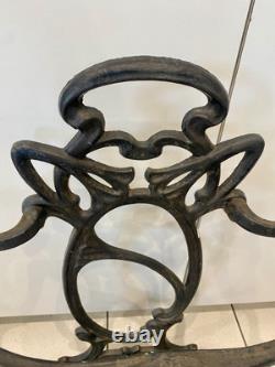 Hector Guimard Style Art Nouveau Cast Iron Umbrella Stand with Painted Background