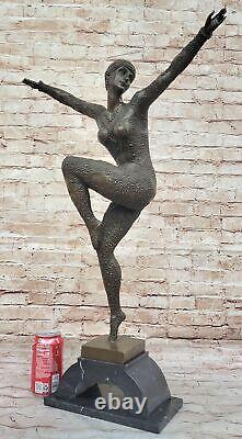 Iconic Tribute Chiparus Style Art Nouveau Deco Bronze Statue Signed Decor