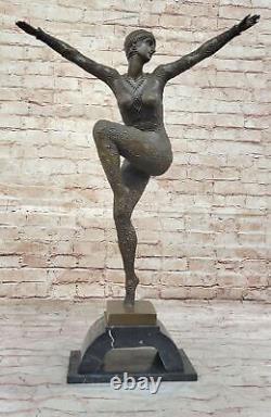 Iconic Tribute Chiparus Style Art Nouveau Deco Bronze Statue Signed Decor