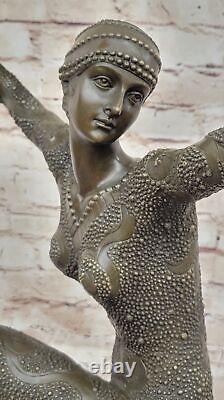 Iconic Tribute Chiparus Style Art Nouveau Deco Bronze Statue Signed Decor